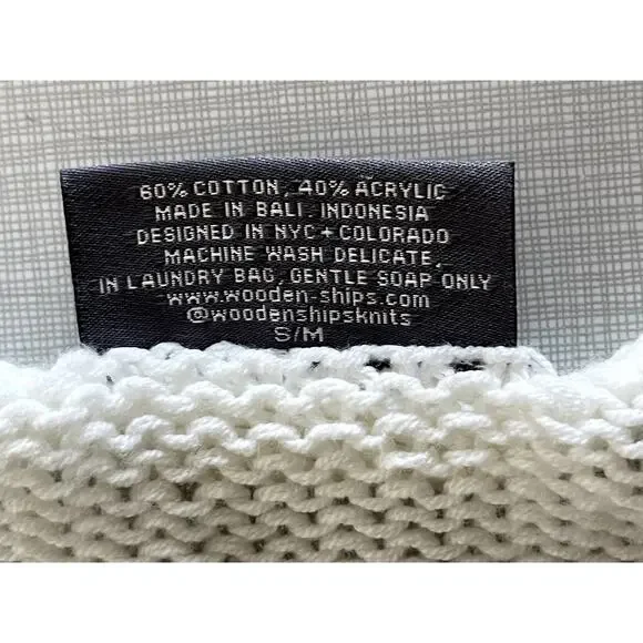 Wooden Ships Sz S/M Beach Pullover Sweater White Vacation Boho Cruise Relaxed - Picture 12 of 12